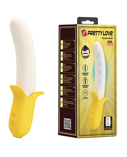 Pretty Love Banana Geek Thrusting Vibrator - Yellow - GreatEagleInc