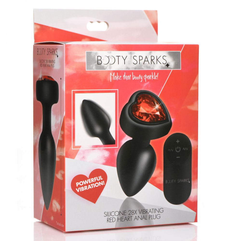 28x Silicone Vibrating Red Heart Anal Plug With  Remote - Small - GreatEagleInc