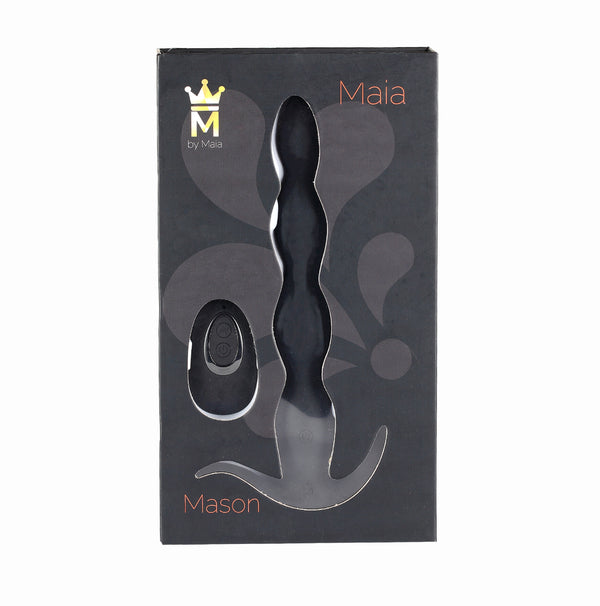 Mason Remote Control Silicone Butt Plug - Black - GreatEagleInc