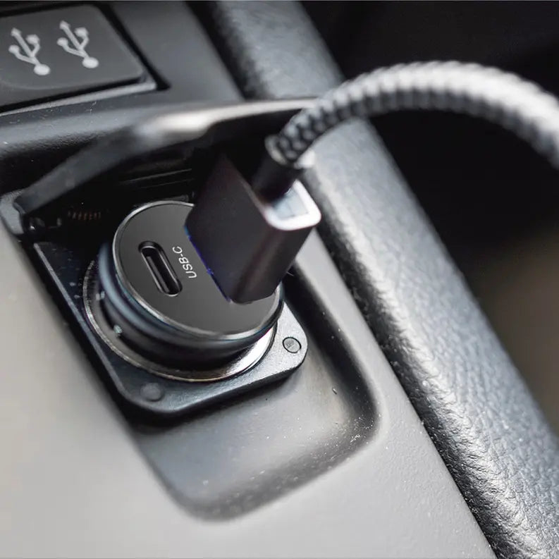 12V Car Charger USB-A & USB-C Output - Black CIAO Tech