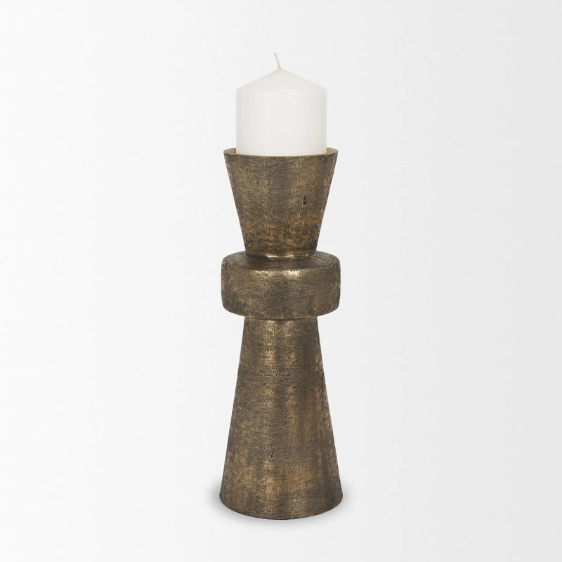 12" Antiqued Gold Metal Tabletop Votive Candle Holder Homeroots Home Decor