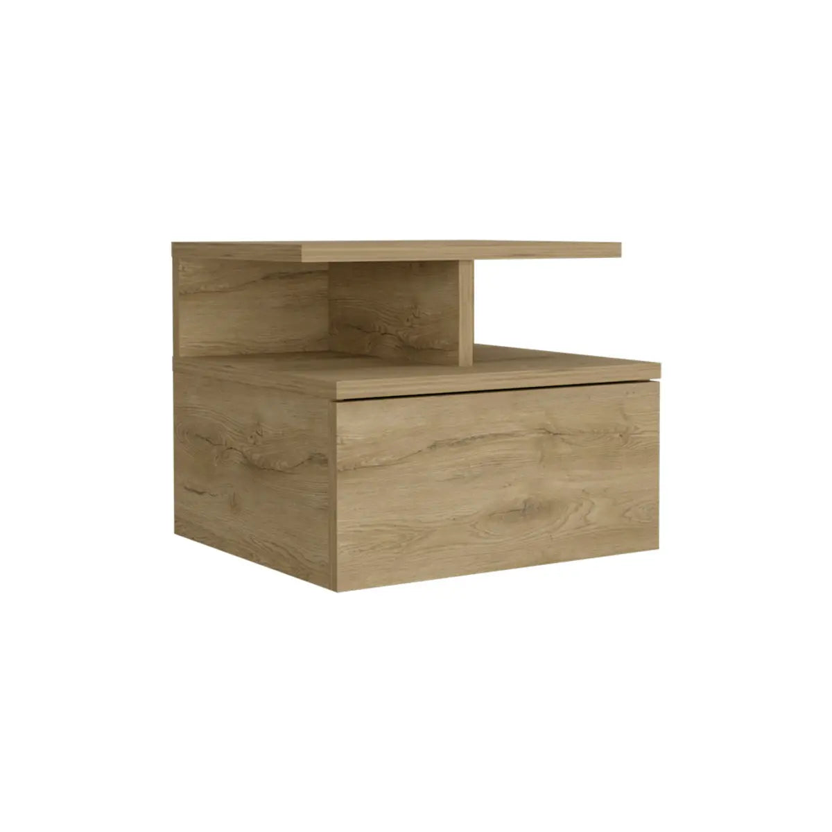 12" Beige Wood One Drawer Floating Nightstand Homeroots Bed & Bath