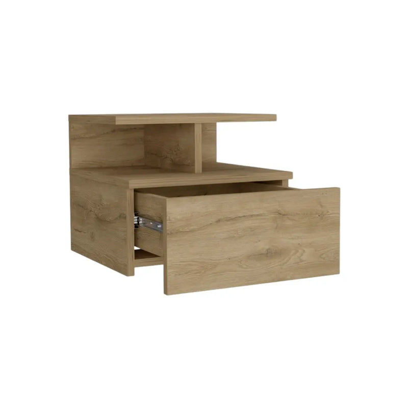 12" Beige Wood One Drawer Nightstand Homeroots Bed & Bath
