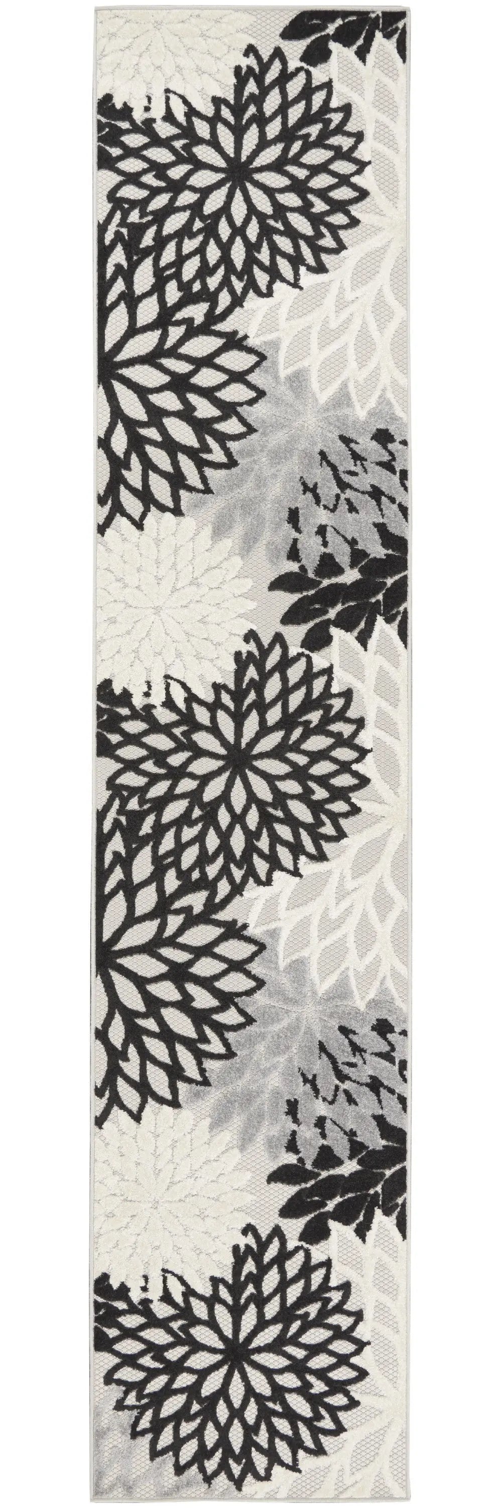 12' Black And White Indoor Outdoor Runner Rug Homeroots Outdoor