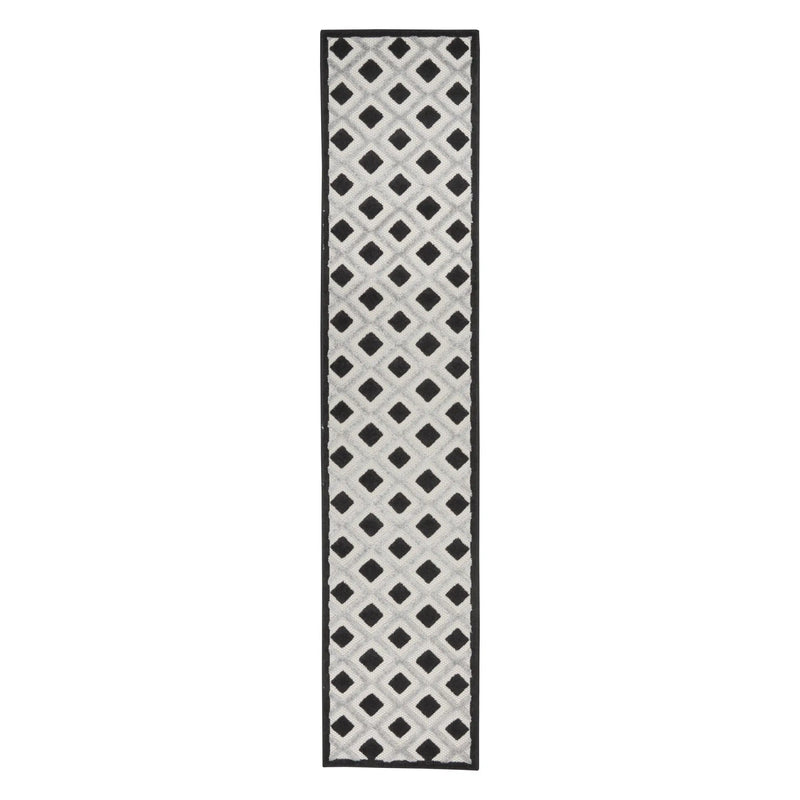 12' Black And White Indoor Outdoor Runner Rug Homeroots Outdoor