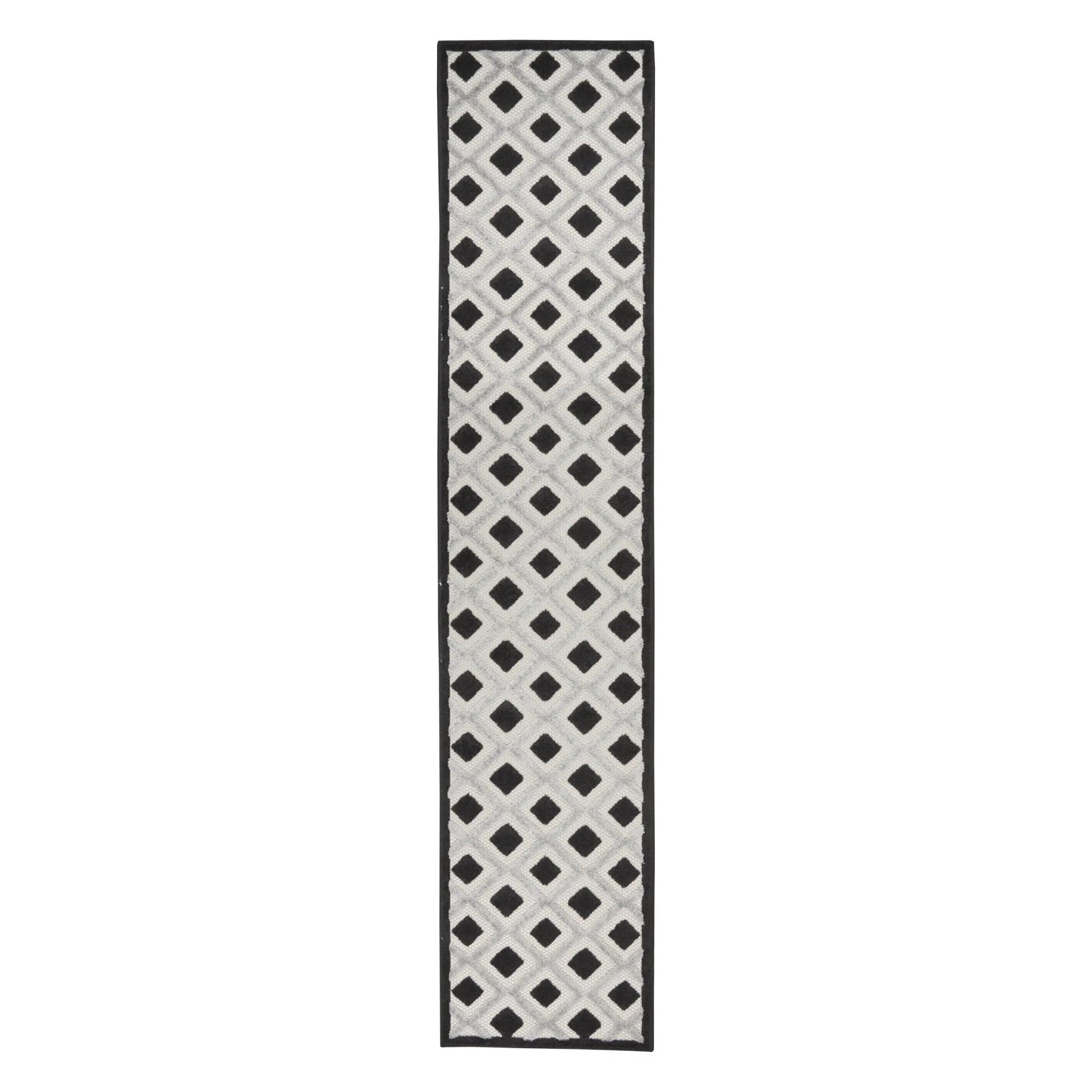 12' Black And White Indoor Outdoor Runner Rug Homeroots Outdoor