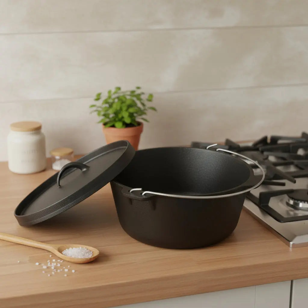 12" Black Cast Iron Dutch Oven Stock Pot Homeroots Kitchen & Dining