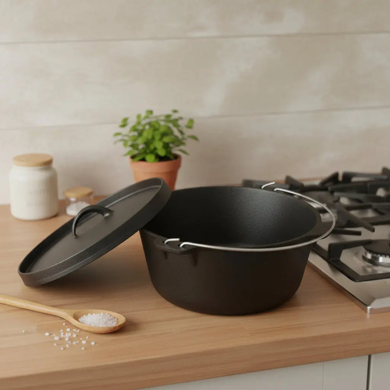 12" Black Cast Iron Dutch Oven Stock Pot Homeroots Kitchen & Dining