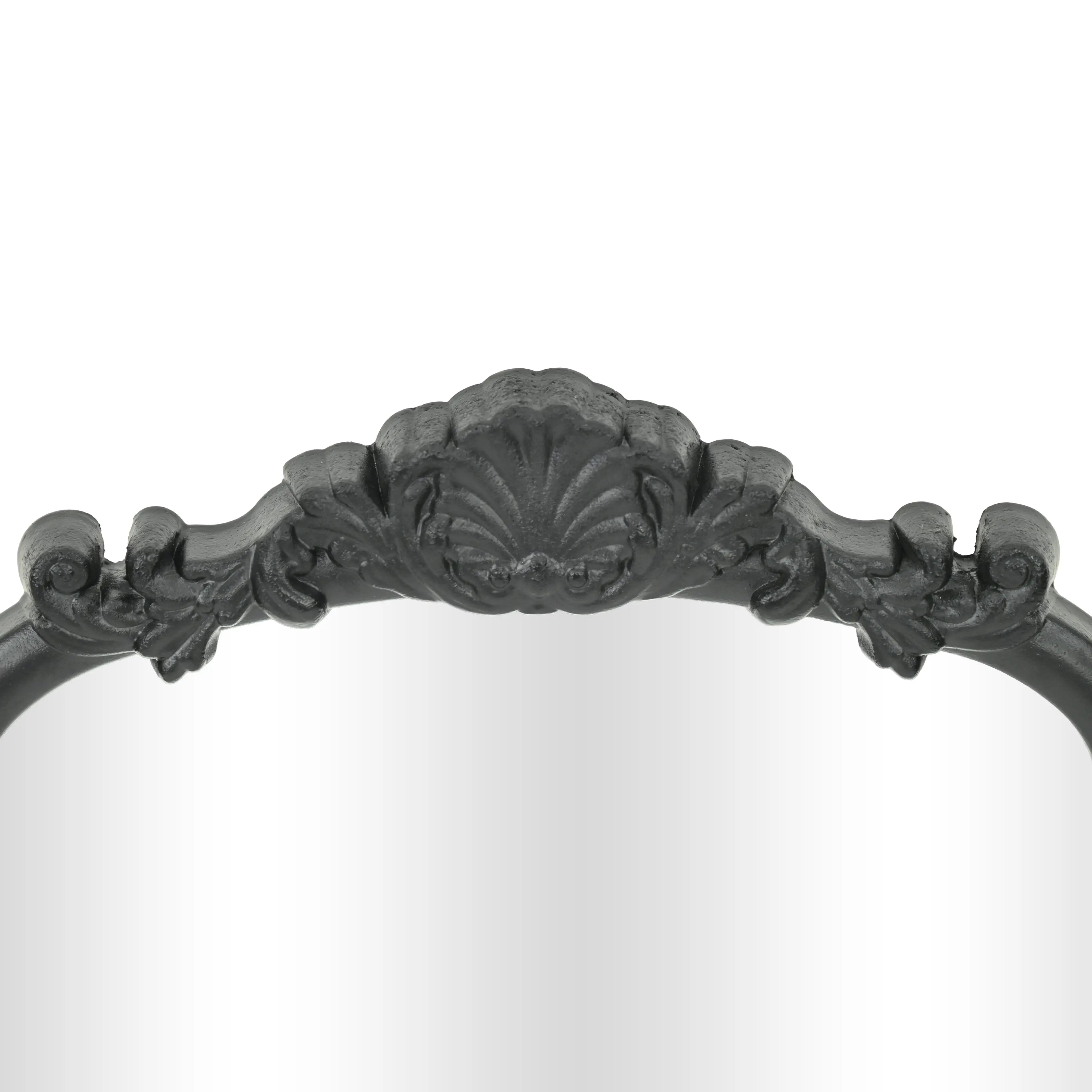 12" Black Solid Wood Scalloped Framed Makeup Shaving Tabletop Mirror Homeroots Bed & Bath