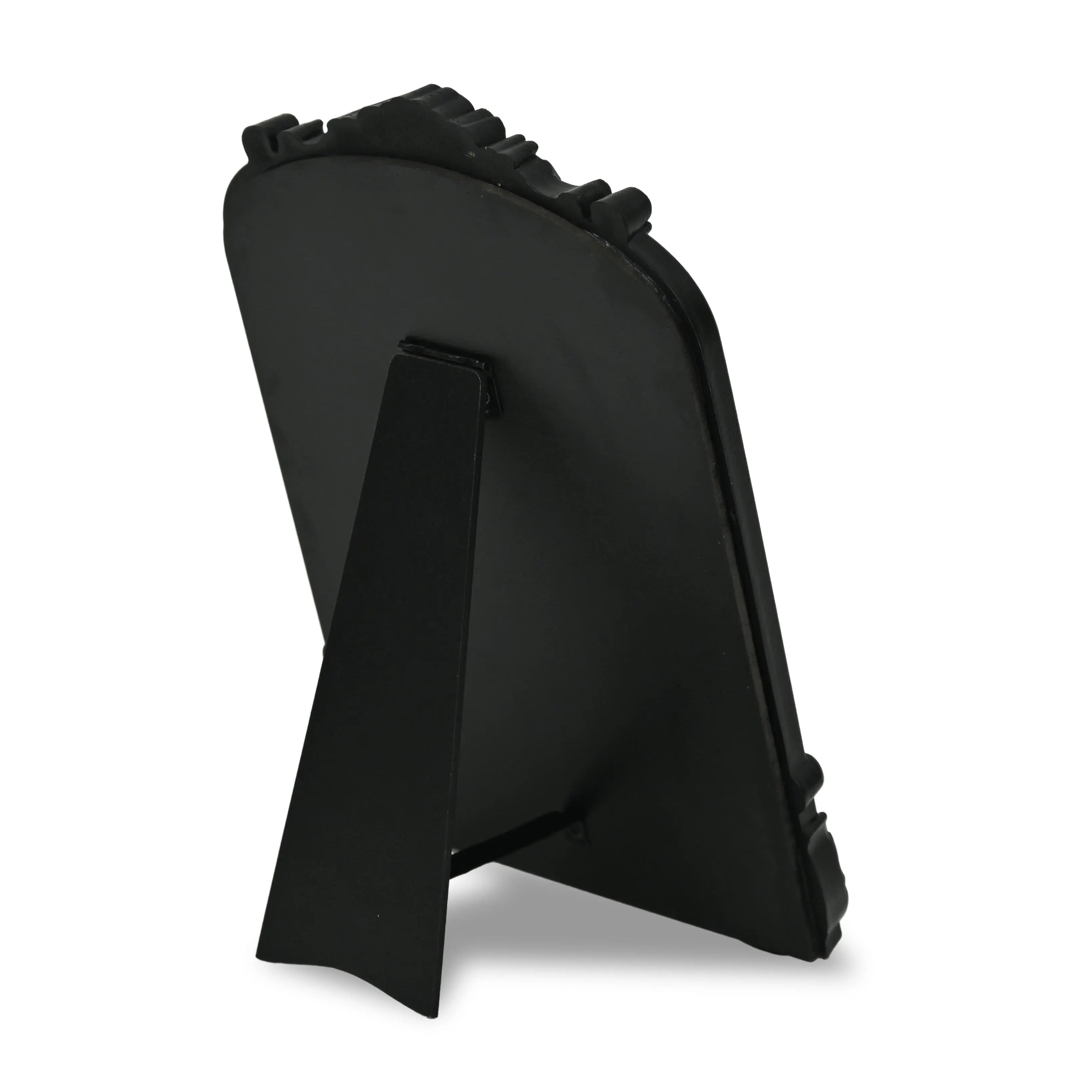 12" Black Solid Wood Scalloped Framed Makeup Shaving Tabletop Mirror Homeroots Bed & Bath