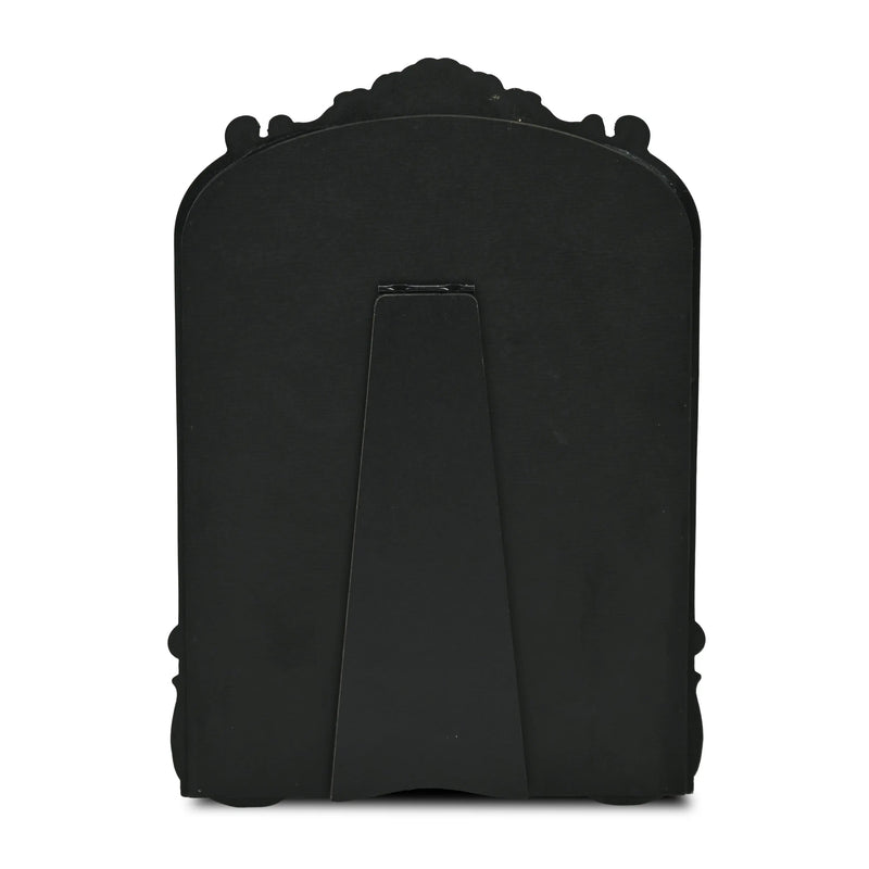 12" Black Solid Wood Scalloped Framed Makeup Shaving Tabletop Mirror Homeroots Bed & Bath