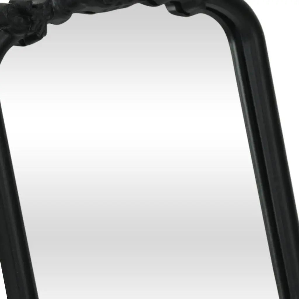 12" Black Solid Wood Scalloped Framed Makeup Shaving Tabletop Mirror Homeroots Bed & Bath