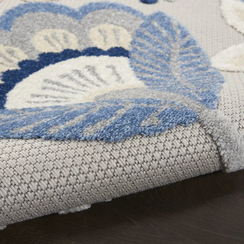 12' Blue And Gray Indoor Outdoor Runner Rug Homeroots Outdoor