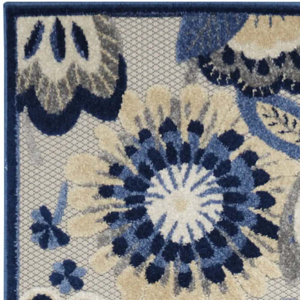 12' Blue And Gray Indoor Outdoor Runner Rug Homeroots Outdoor