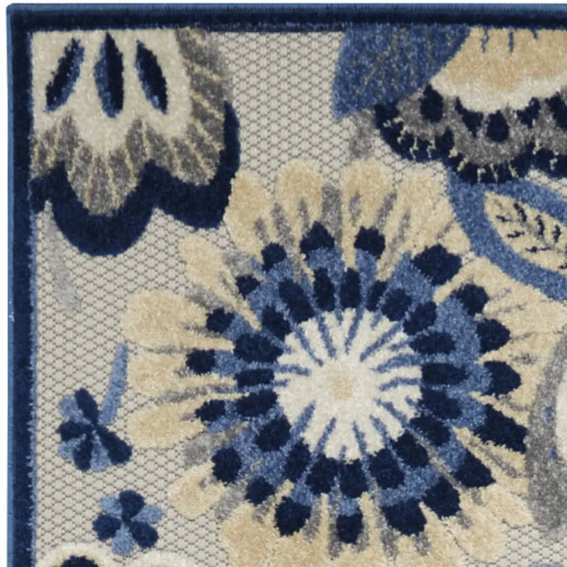 12' Blue And Gray Indoor Outdoor Runner Rug Homeroots Outdoor