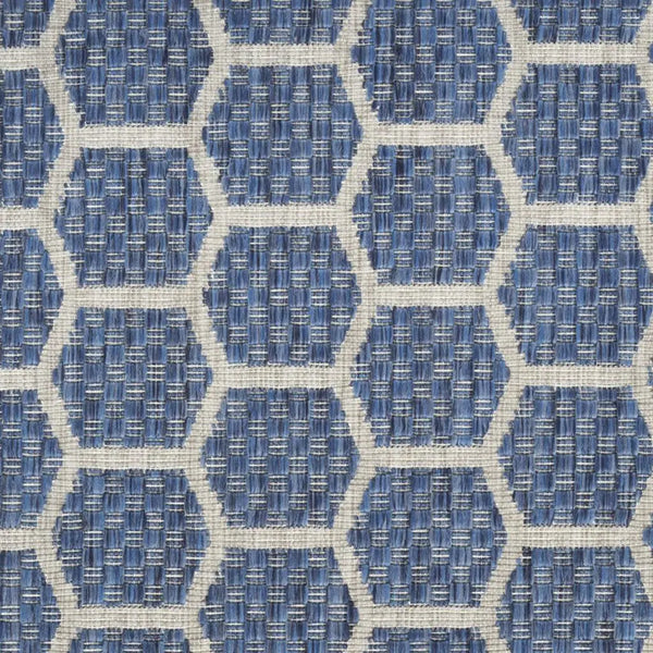 12' Blue And Ivory Geometric Indoor Outdoor Runner Rug Homeroots Outdoor