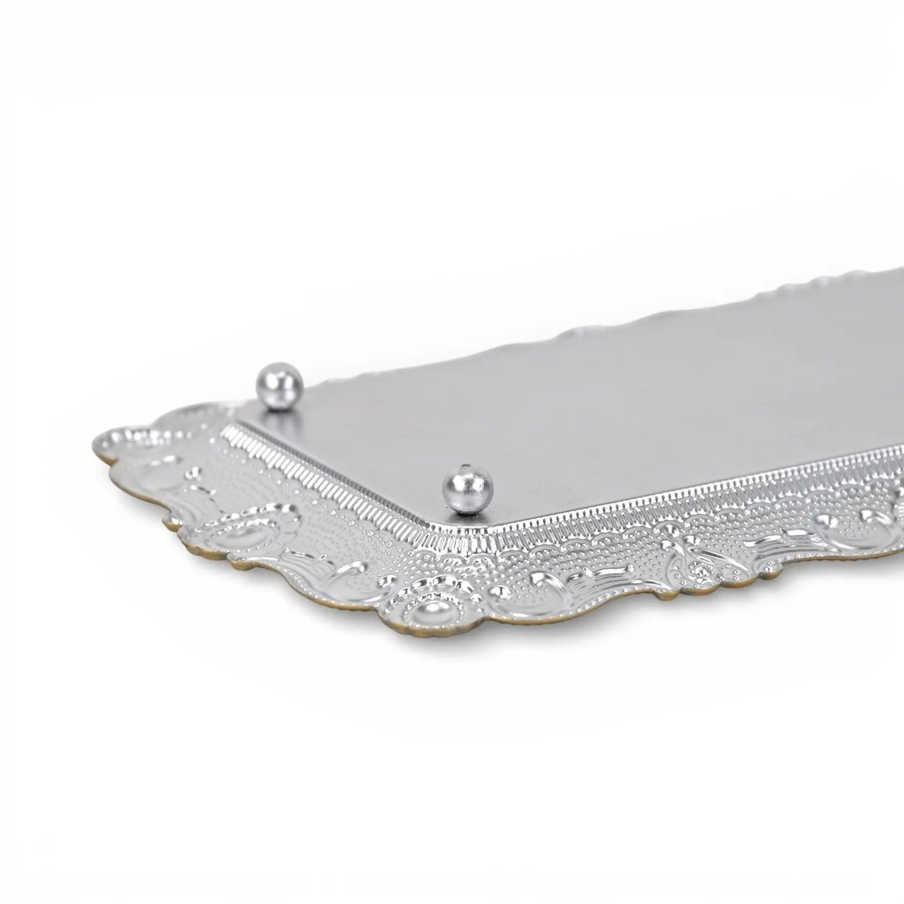 12" Blue Gray Silver And Gold Metal Handmade Trinket Tray Homeroots Kitchen & Dining