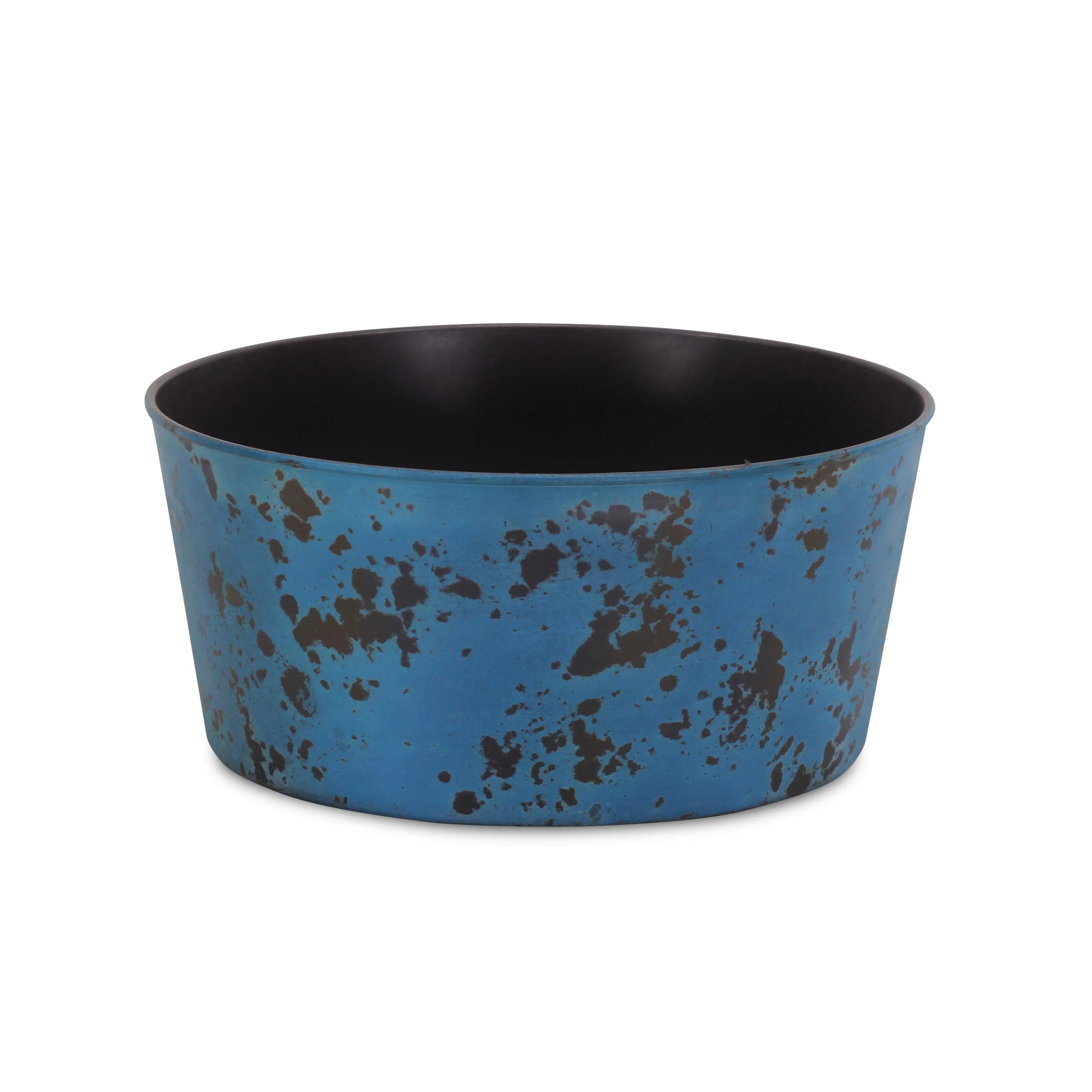 12" Blue Recycled Plastic Indoor Outdoor Round Pot Planter Homeroots Outdoor