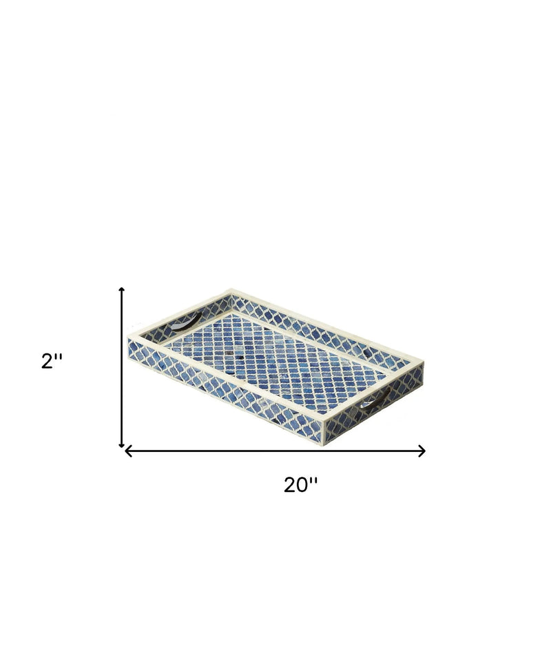 12" Blue Wood Geometric Serving Tray Homeroots Kitchen & Dining