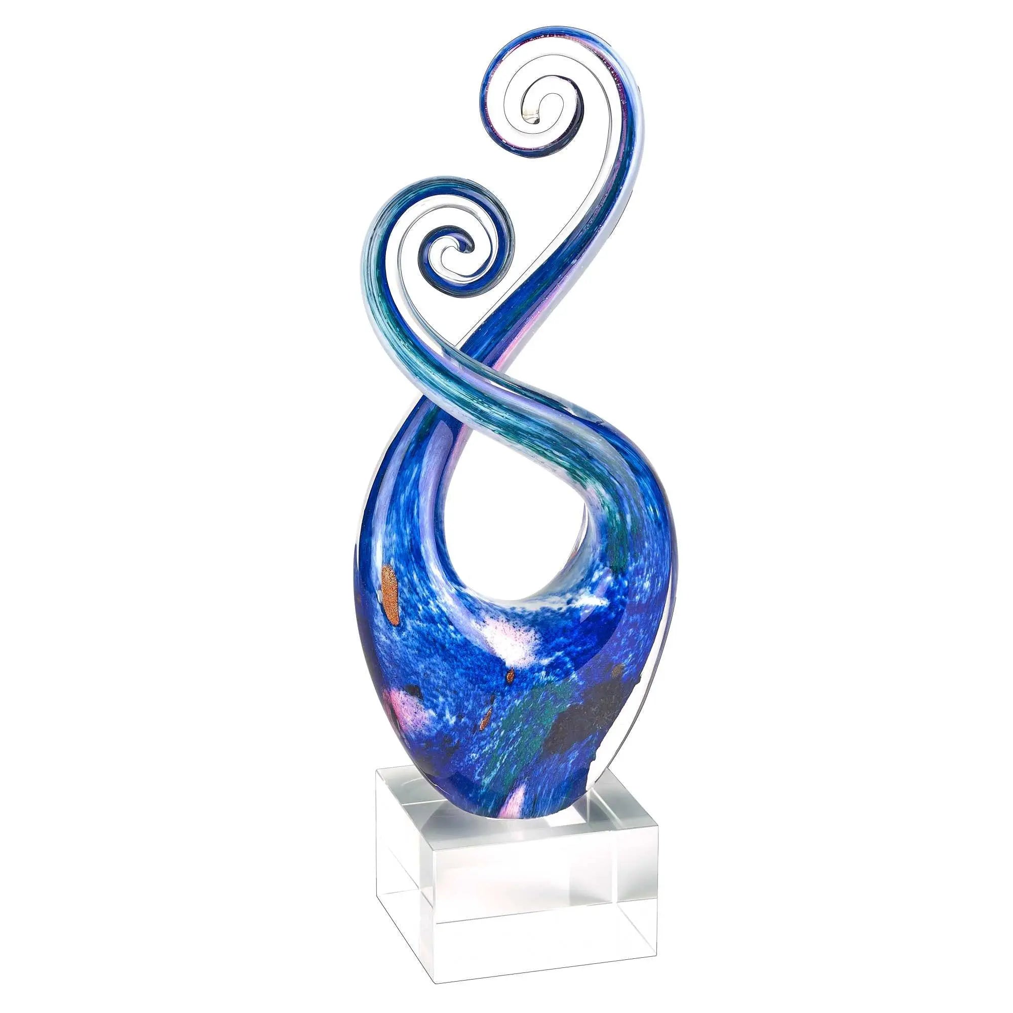 12" Blue and Green Murano Glass Modern Abstract Tabletop Sculpture Homeroots Home Decor
