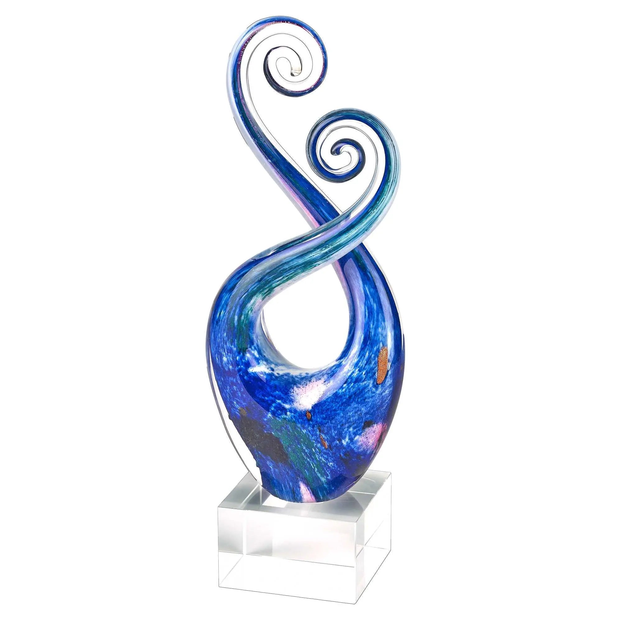 12" Blue and Green Murano Glass Modern Abstract Tabletop Sculpture Homeroots Home Decor
