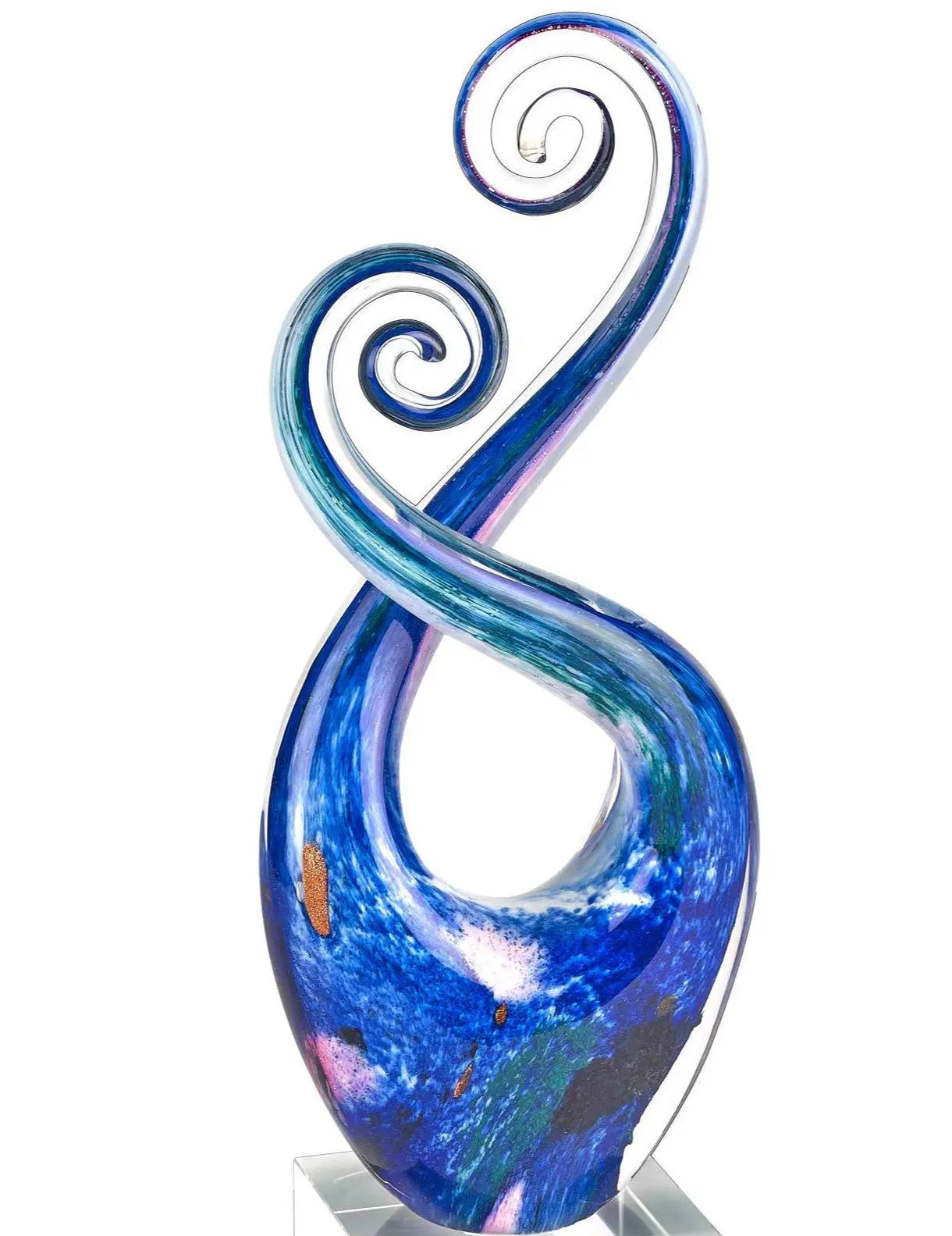 12" Blue and Green Murano Glass Modern Abstract Tabletop Sculpture Homeroots Home Decor