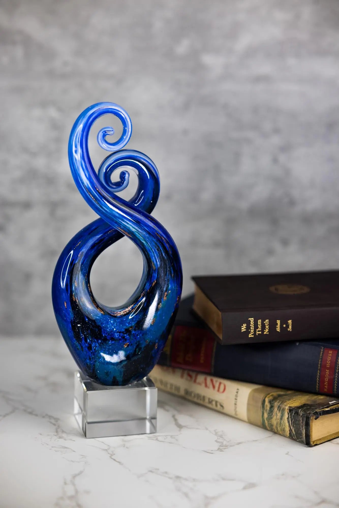 12" Blue and Green Murano Glass Modern Abstract Tabletop Sculpture Homeroots Home Decor