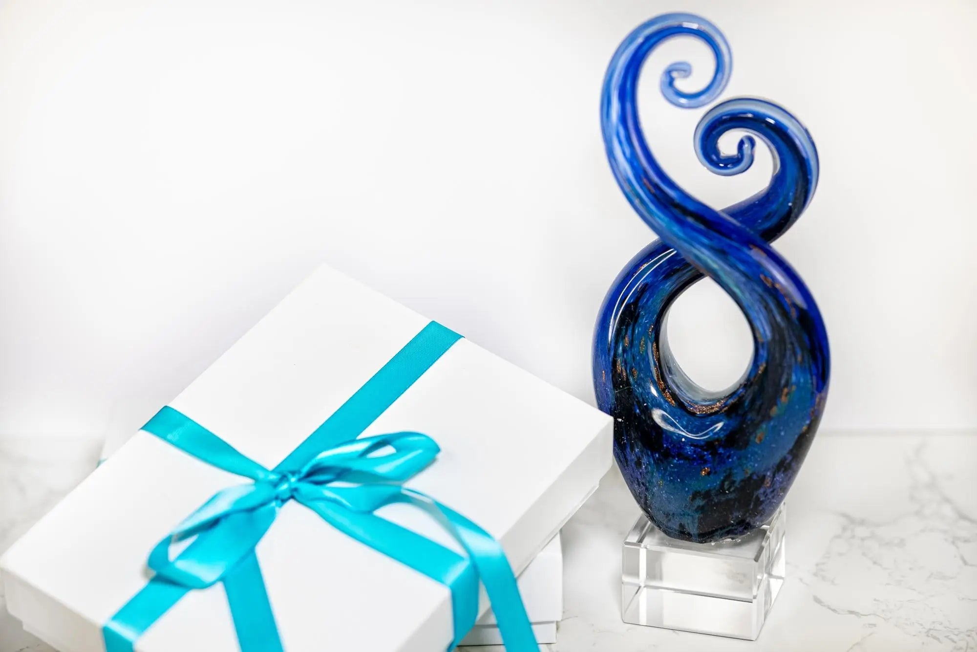 12" Blue and Green Murano Glass Modern Abstract Tabletop Sculpture Homeroots Home Decor
