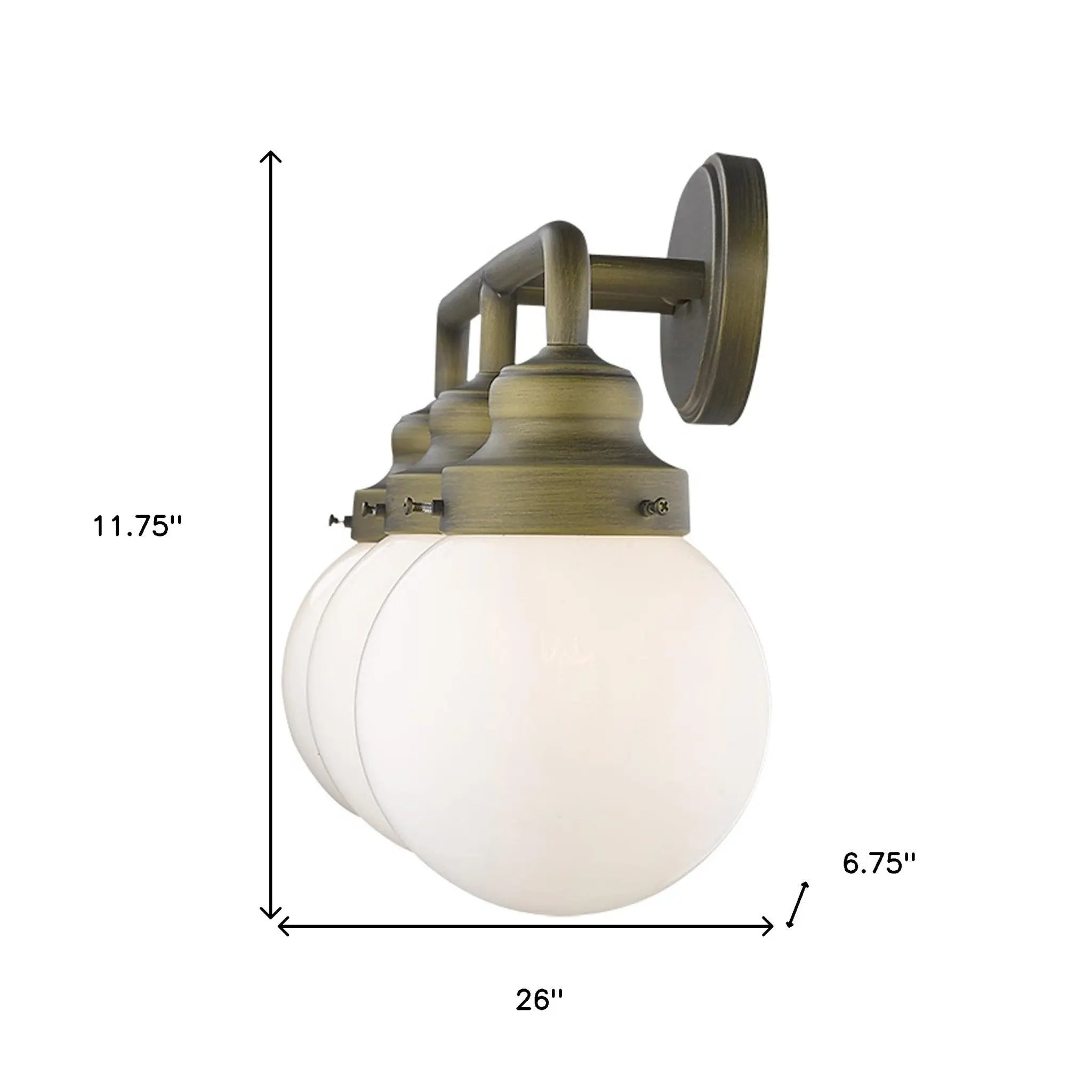 12" Brass And White Metal and Glass Vanity Flush Mounted Sconce Homeroots Lighting