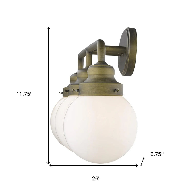 12" Brass And White Metal and Glass Vanity Flush Mounted Sconce Homeroots Lighting