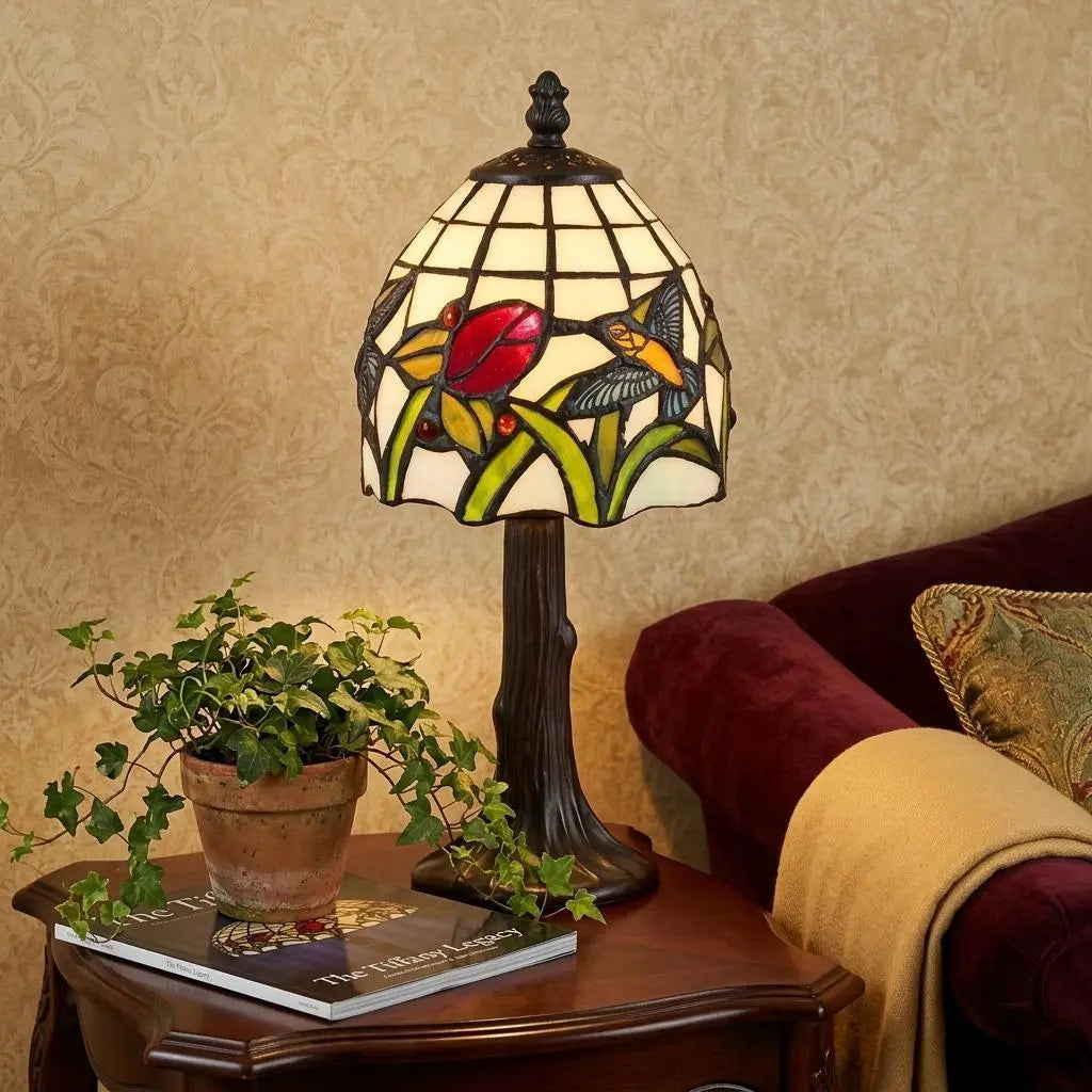 12" Bronze Birds Novelty Tiffany Lamp With Bell Shade Homeroots Lighting