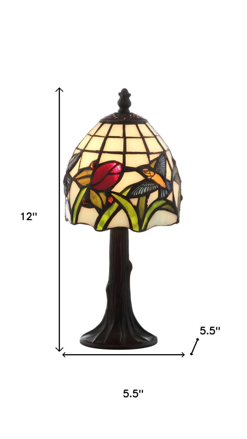 12" Bronze Birds Novelty Tiffany Lamp With Bell Shade Homeroots Lighting