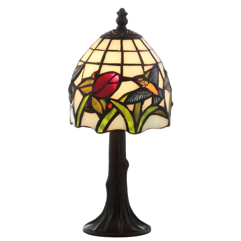 12" Bronze Birds Novelty Tiffany Lamp With Bell Shade Homeroots Lighting