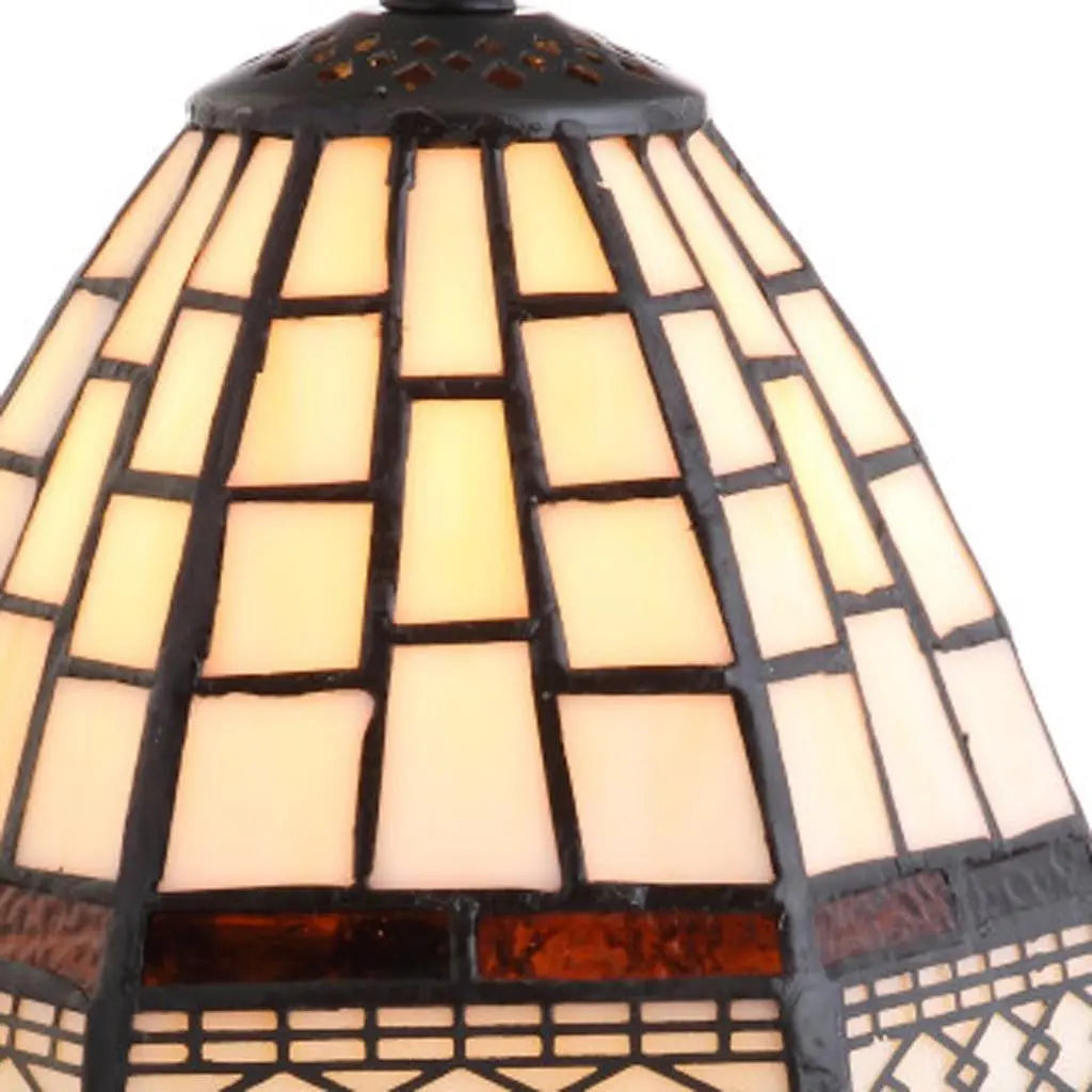 12" Brown Mosaic Tile Novelty Tiffany Lamp With Empire Shade Homeroots Lighting