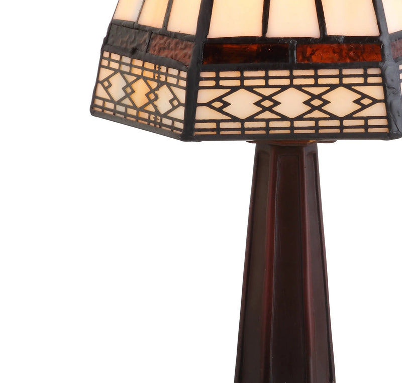 12" Brown Mosaic Tile Novelty Tiffany Lamp With Empire Shade Homeroots Lighting