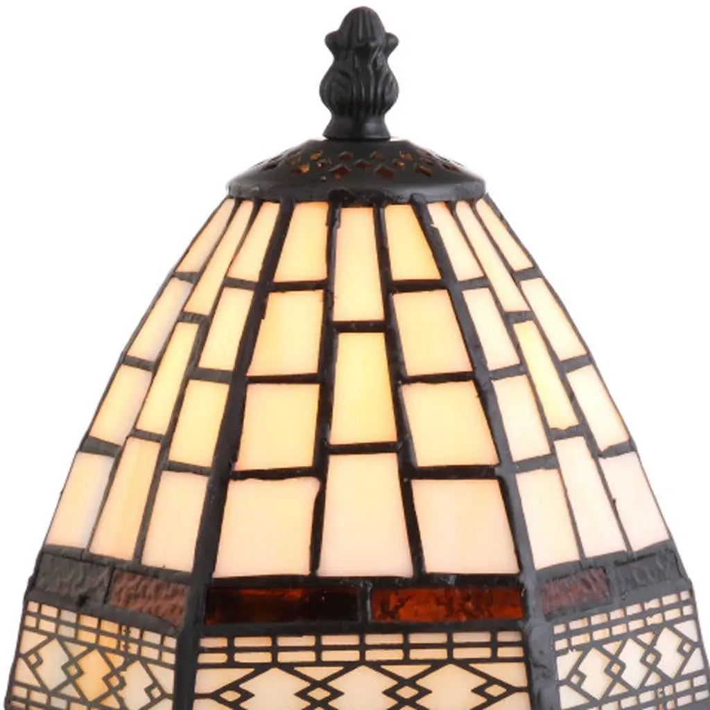 12" Brown Mosaic Tile Novelty Tiffany Lamp With Empire Shade Homeroots Lighting