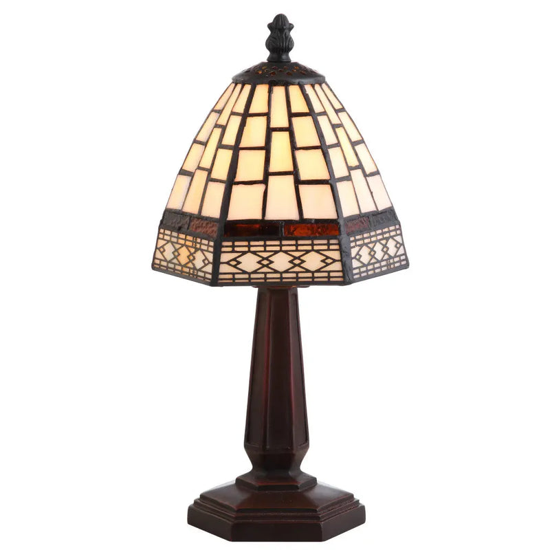 12" Brown Mosaic Tile Novelty Tiffany Lamp With Empire Shade Homeroots Lighting