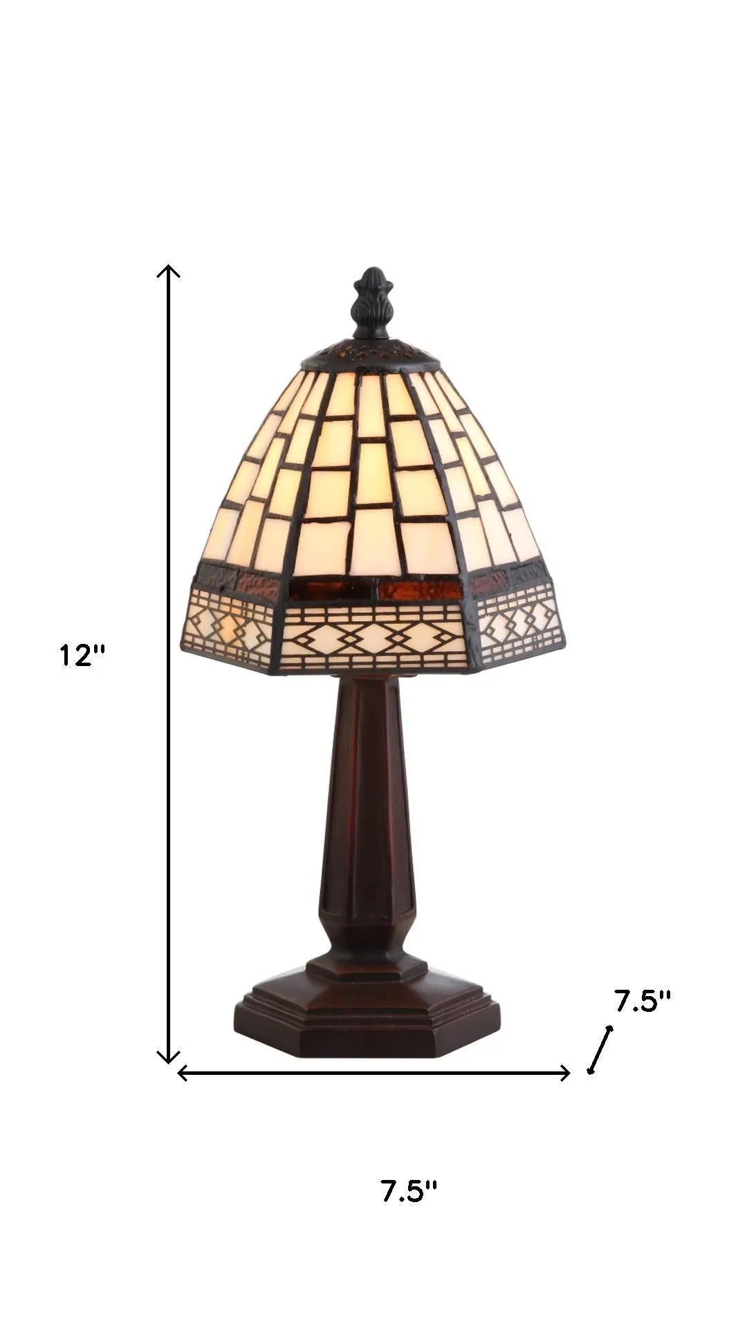12" Brown Mosaic Tile Novelty Tiffany Lamp With Empire Shade Homeroots Lighting