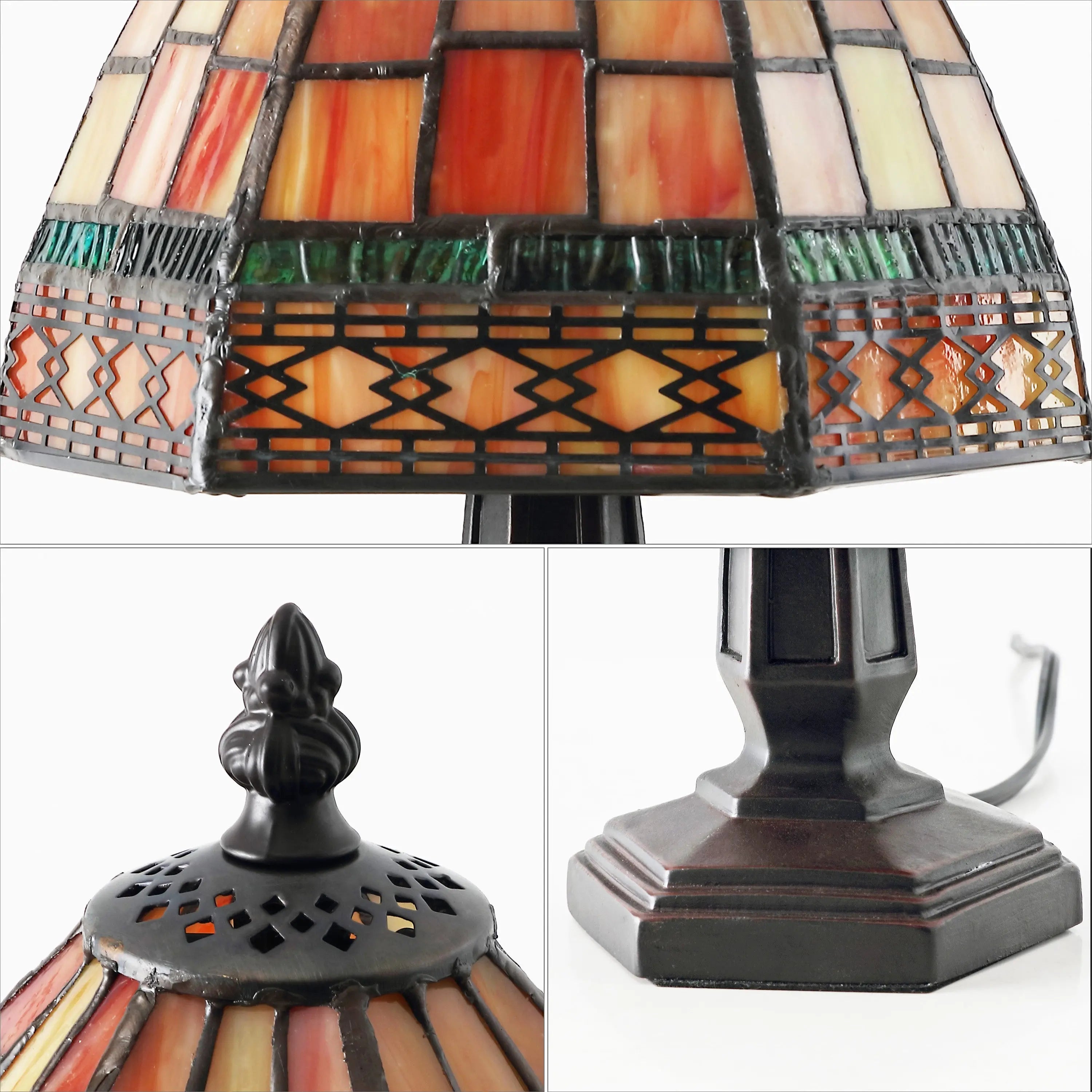12" Brown Novelty Tiffany Lamp With Bell Shade Homeroots Lighting