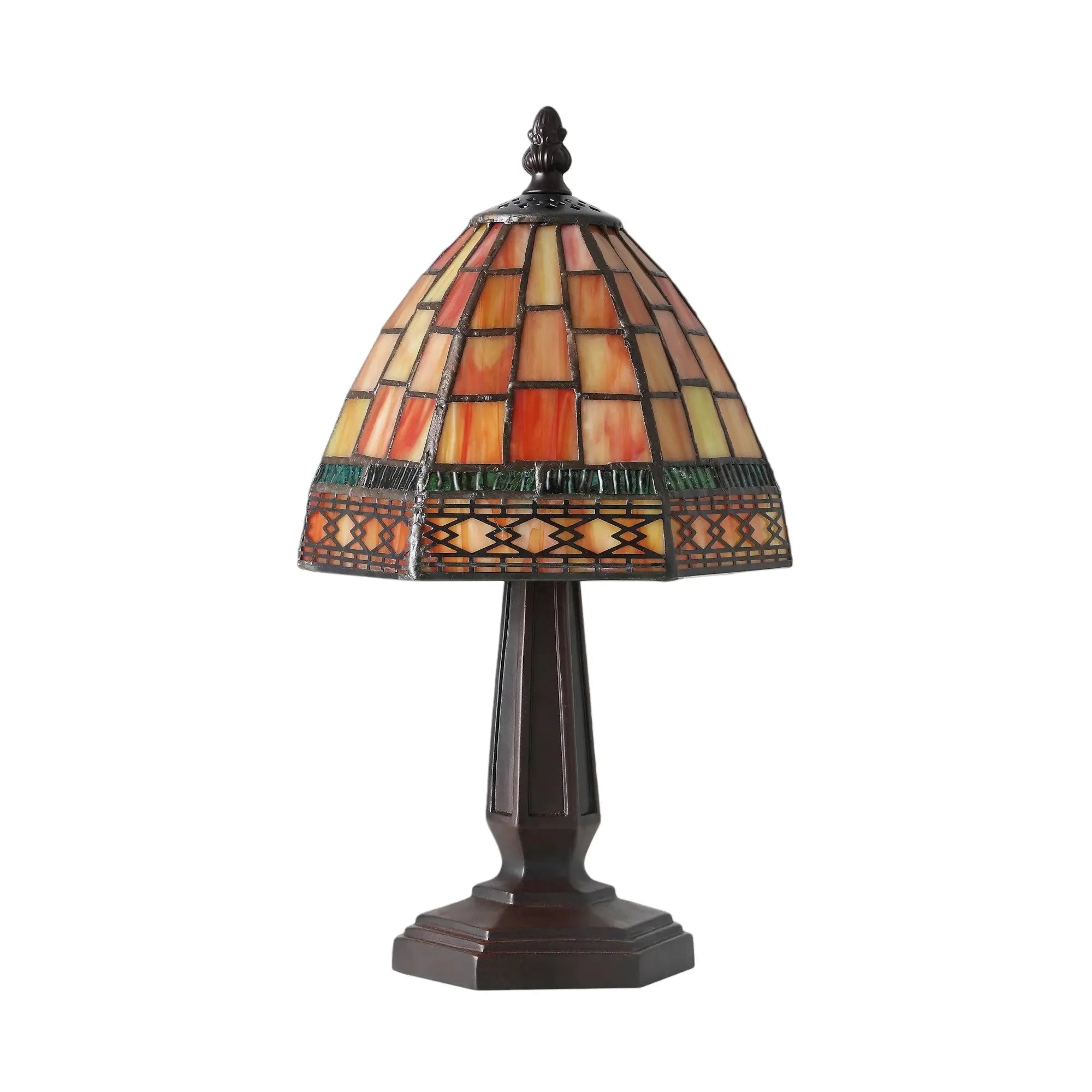 12" Brown Novelty Tiffany Lamp With Bell Shade Homeroots Lighting