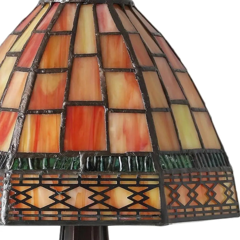12" Brown Novelty Tiffany Lamp With Bell Shade Homeroots Lighting