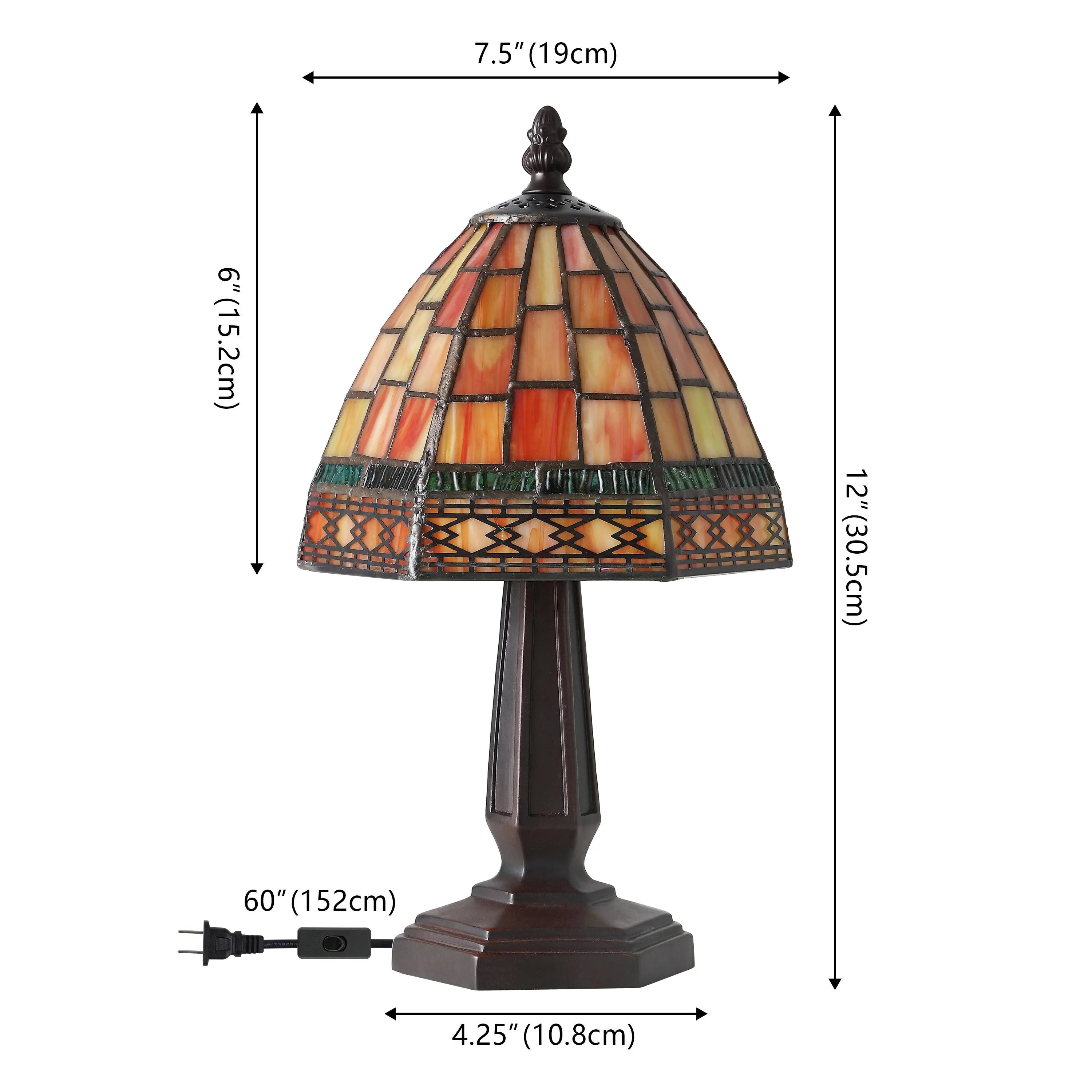 12" Brown Novelty Tiffany Lamp With Bell Shade Homeroots Lighting