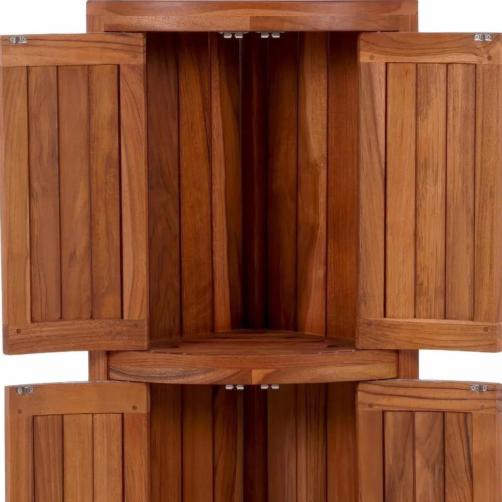 12" Brown Solid Wood Free Standing Double Door Bathroom Cabinet Homeroots Organization