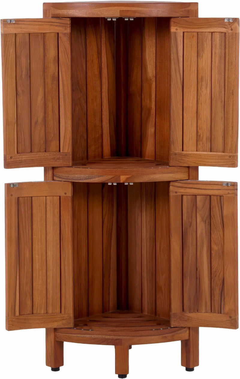 12" Brown Solid Wood Free Standing Double Door Bathroom Cabinet Homeroots Organization