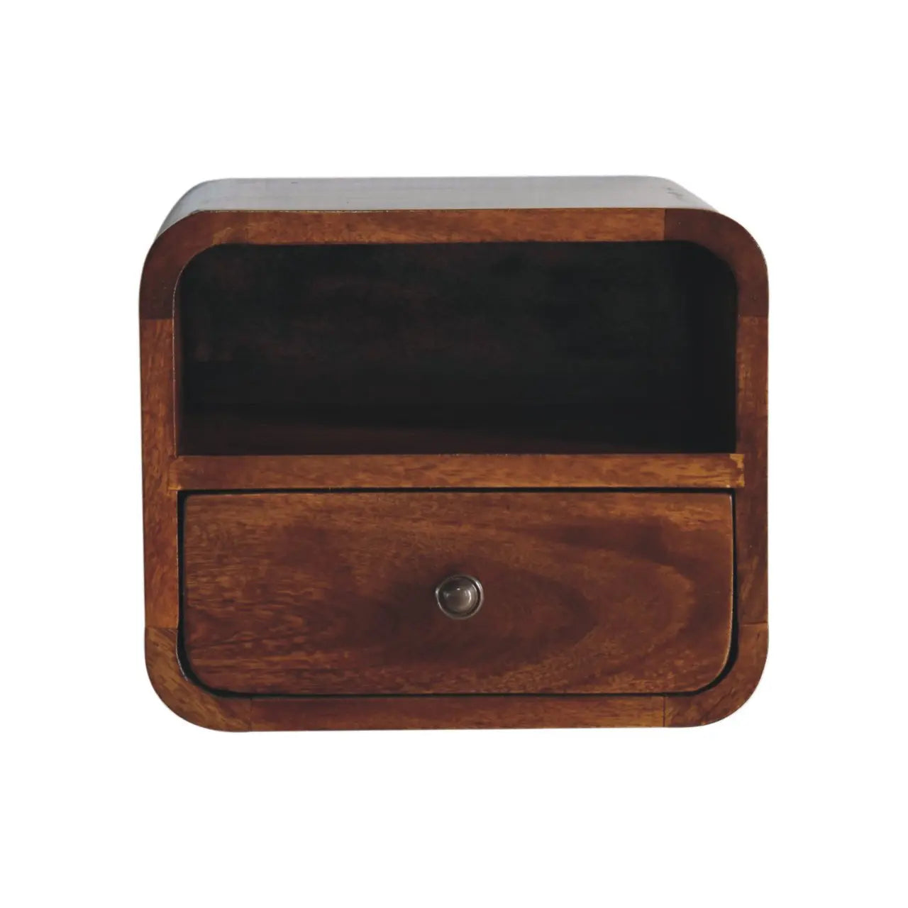 12" Brown Solid Wood Square One Drawer Floating Nightstand Homeroots Bed & Bath