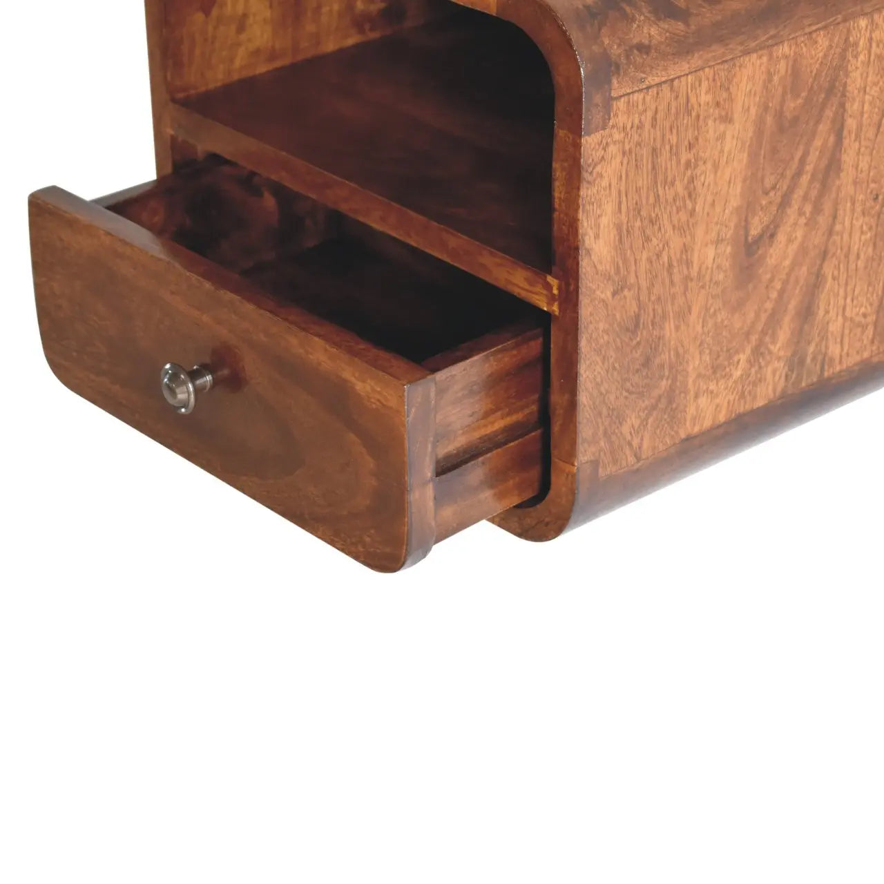 12" Brown Solid Wood Square One Drawer Floating Nightstand Homeroots Bed & Bath