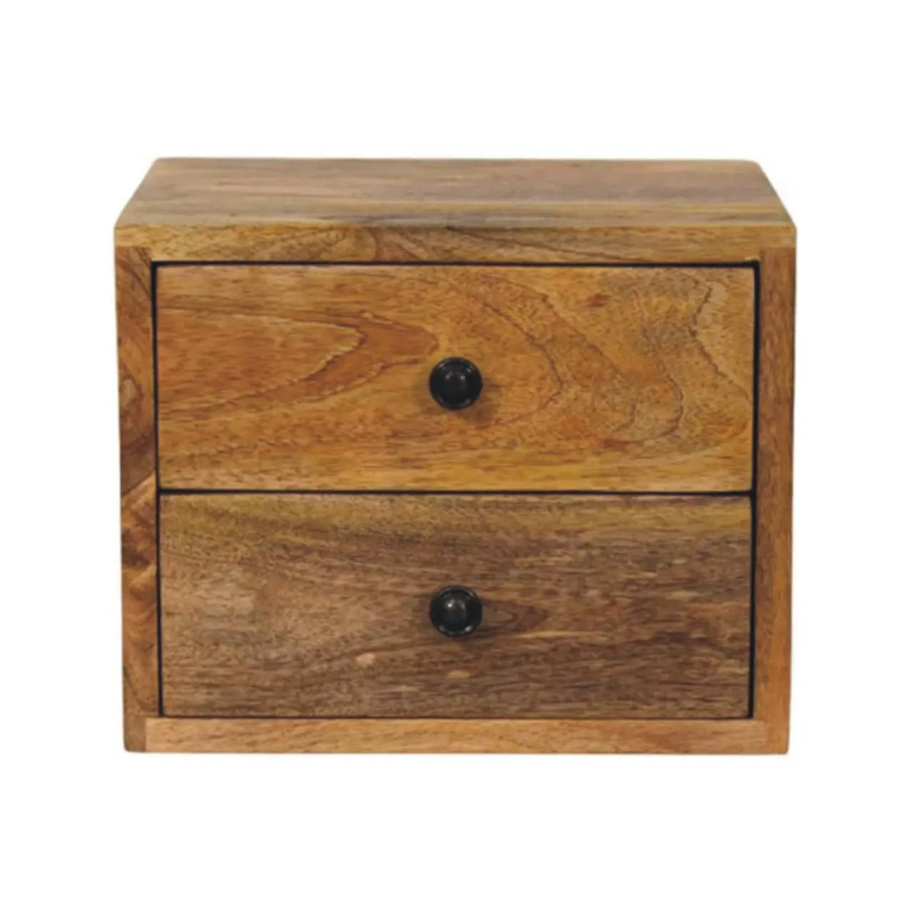 12" Brown Solid Wood Two Drawer Floating Nightstand Homeroots Bed & Bath
