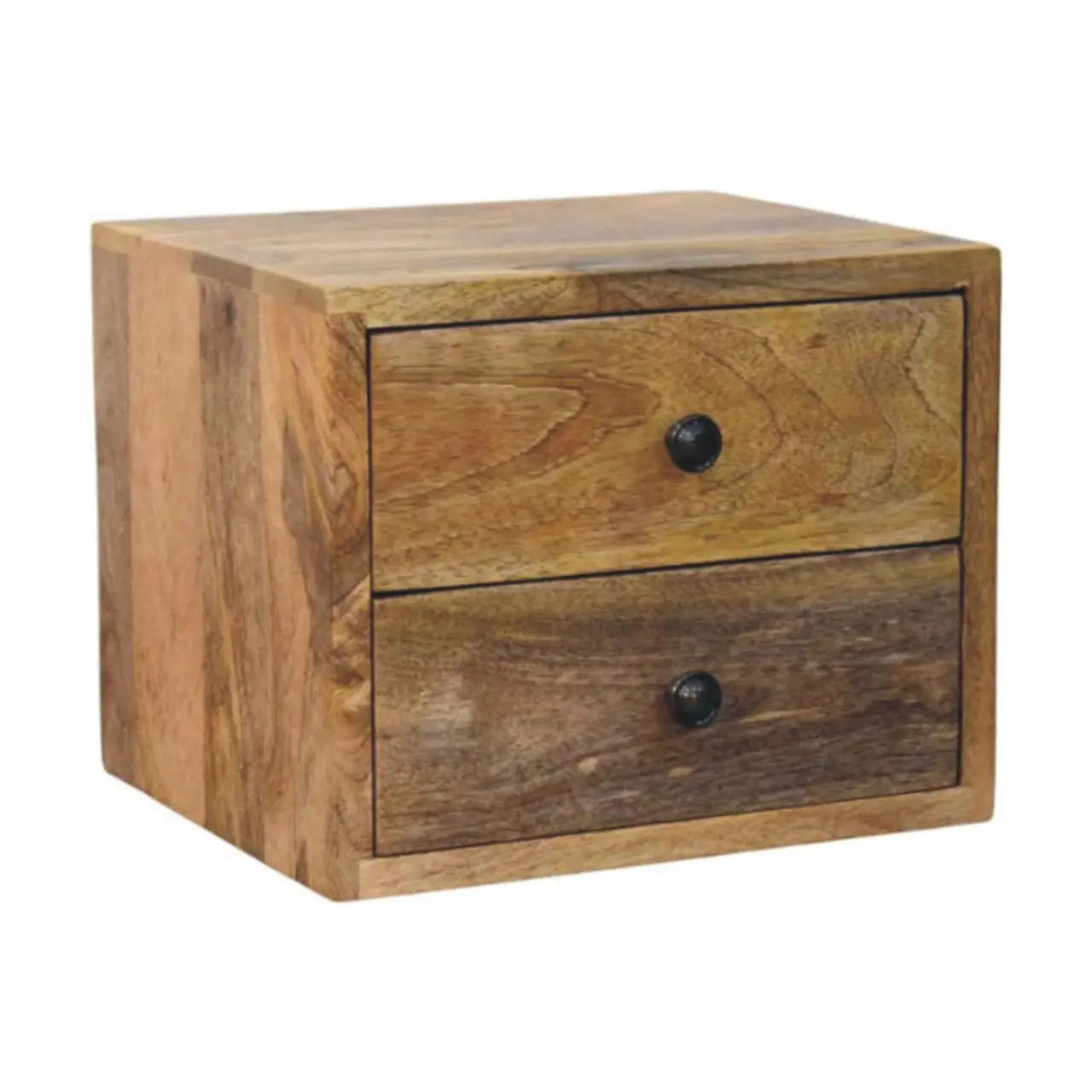 12" Brown Solid Wood Two Drawer Floating Nightstand Homeroots Bed & Bath