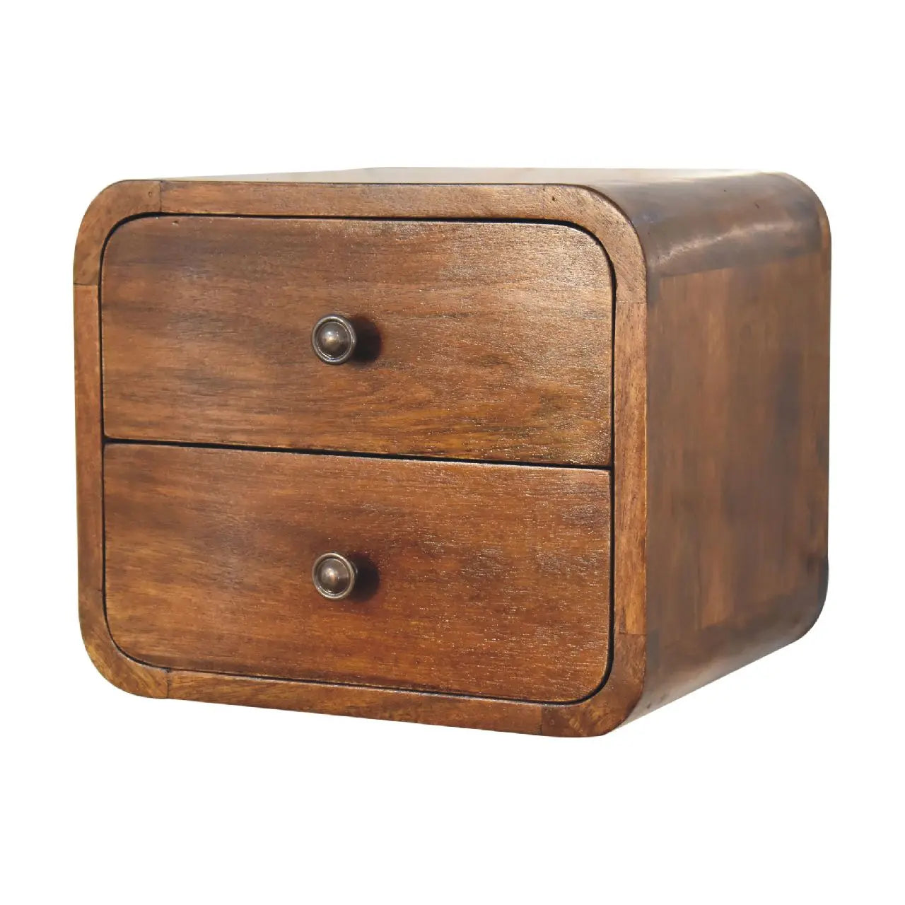 12" Chestnut Solid Wood Two Drawer Floating Nightstand Homeroots Bed & Bath