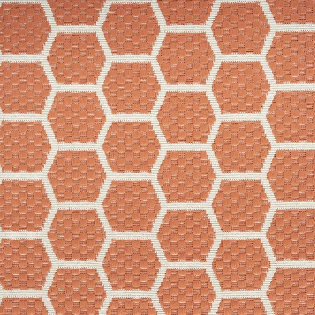 12' Coral And Ivory Geometric Indoor Outdoor Runner Rug Homeroots Outdoor